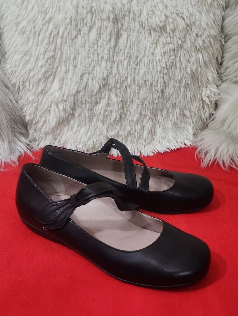 Abeo Talia Neutral Black Bow-Strap Comfort Flats